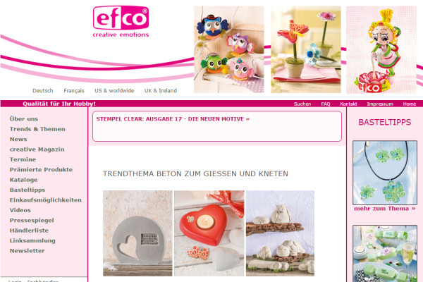 Die efco creative GmbH ist unter der Marke efco - creative emotions als Distributionsunternehmen, Importeur und Exporteur der europaweite Ansprechpartner für den Fachhandel
